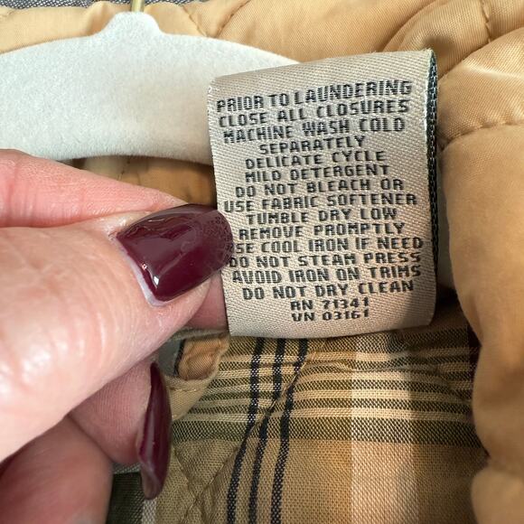 Women's L.L. Bean Tan Quilted Cotton Blend Button Front Vest Size Large - Picture 6 of 11